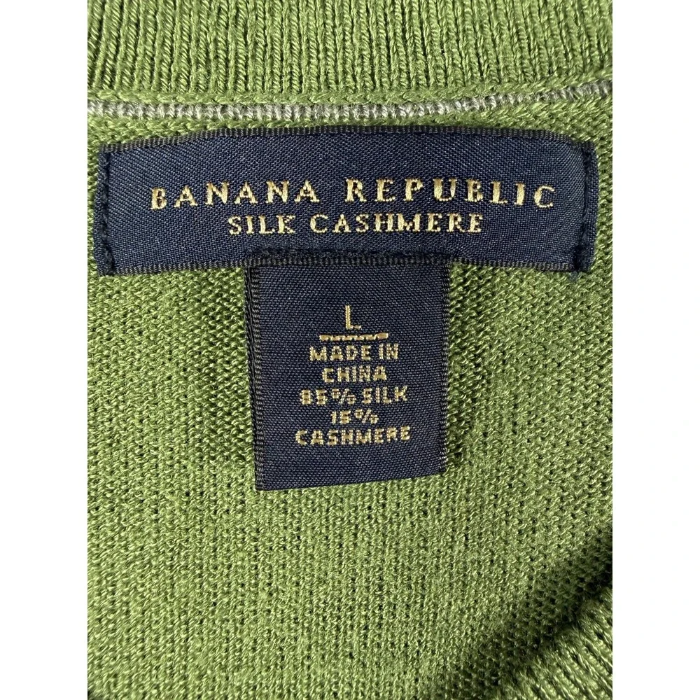 BANANA REPUBLIC Green SILK CASHMERE Blend Diamond Argyle Sweater Vest Mens L